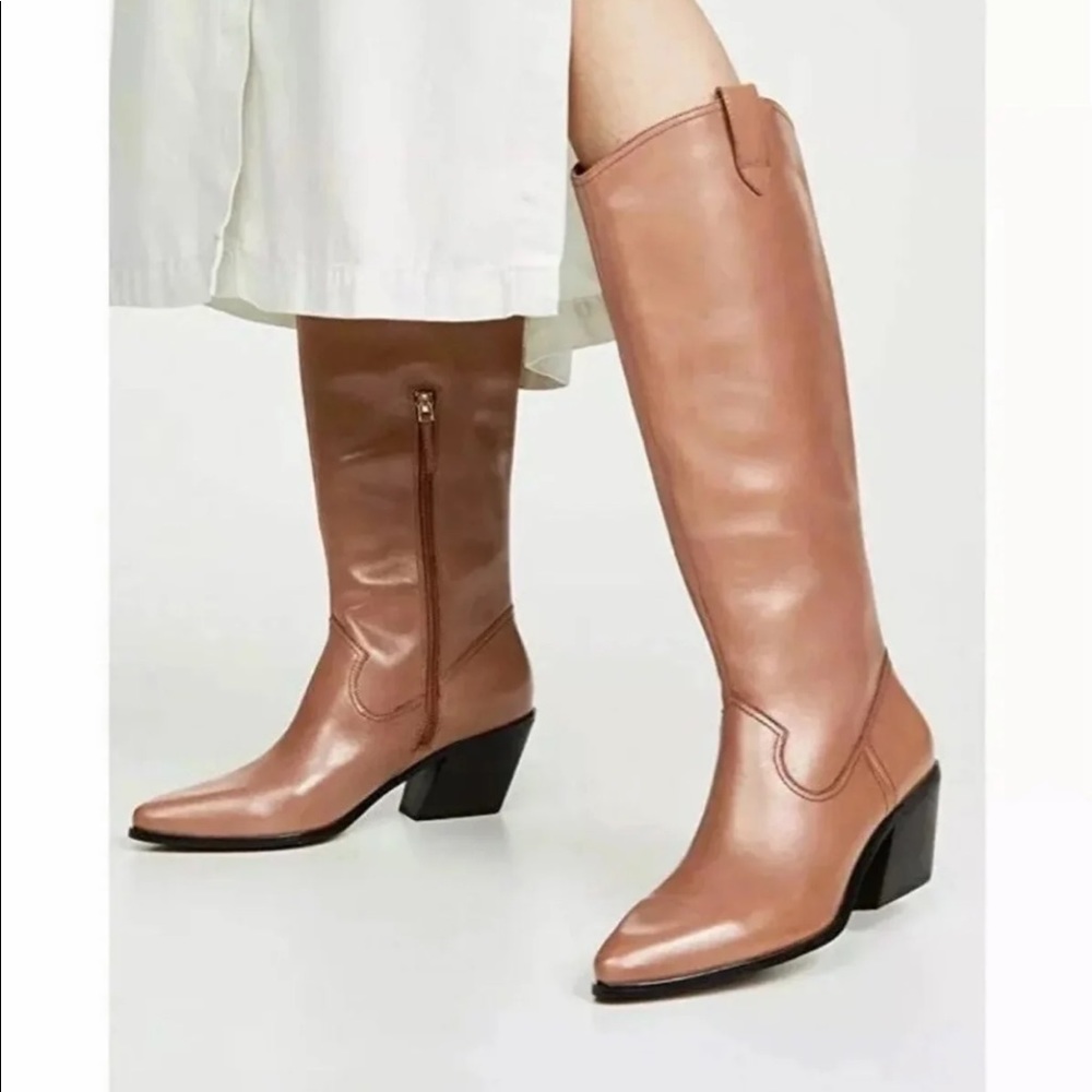 Villa Rouge cognac brown leather boots 8.5